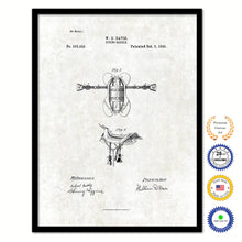 Load image into Gallery viewer, 1896 Cowboy Riding Saddle Vintage Patent Artwork Black Framed Canvas Print Home Office Decor Great for Cowboy Cowgirl Horseback Rider
