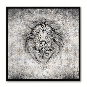 Zodiac Leo Horoscope Black Canvas Print, Black Custom Frame