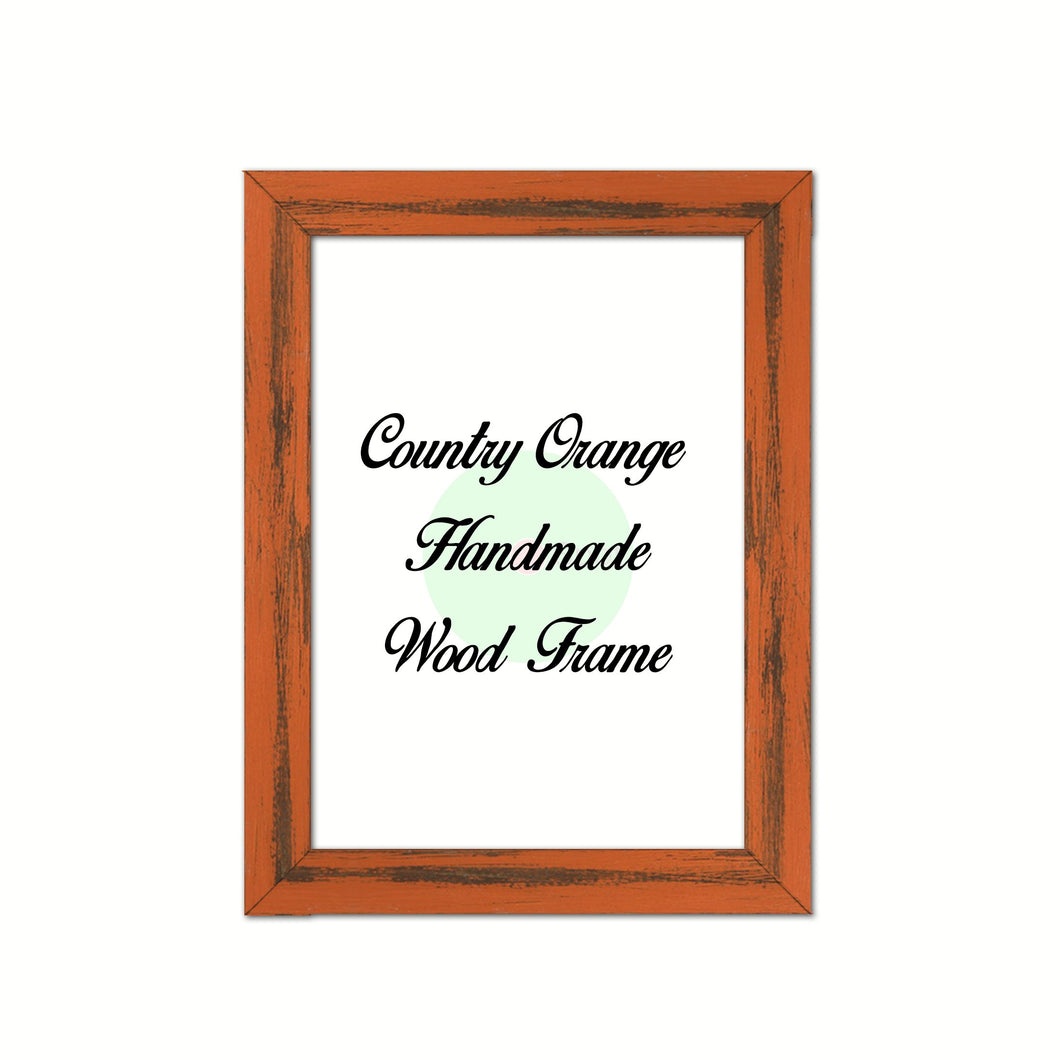 Country Orange Wood Frame Wholesale Farmhouse Shabby Chic Picture Photo Poster Art Home Decor