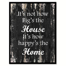 Load image into Gallery viewer, It&#39;s not how big&#39;s the house It&#39;s how happy&#39;s the home Motivational Quote Saying Canvas Print with Picture Frame Home Decor Wall Art
