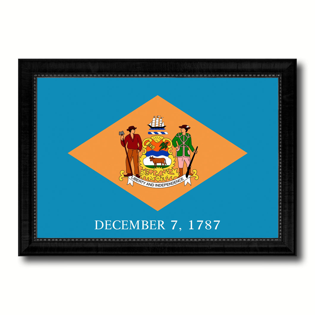 Delaware State Flag Canvas Print with Custom Black Picture Frame Home Decor Wall Art Decoration Gifts