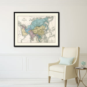 Asia Vintage Antique Map Wall Art Home Decor Gift Ideas Canvas Print Custom Picture Frame