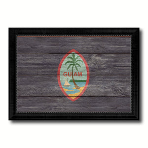Guam US Territory Texture Flag Canvas Print Black Picture Frame