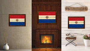 Paraguay Country Flag Vintage Canvas Print with Brown Picture Frame Home Decor Gifts Wall Art Decoration Artwork