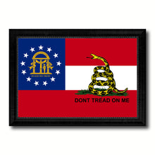 Load image into Gallery viewer, Gadsden Don&#39;t Tread On Me Georgia State Military Flag Canvas Print Black Picture Frame Gifts Home Decor Wall Art
