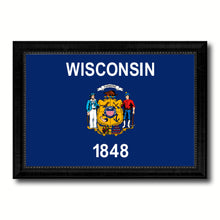 Load image into Gallery viewer, Wisconsin State Flag Canvas Print with Custom Black Picture Frame Home Decor Wall Art Decoration Gifts
