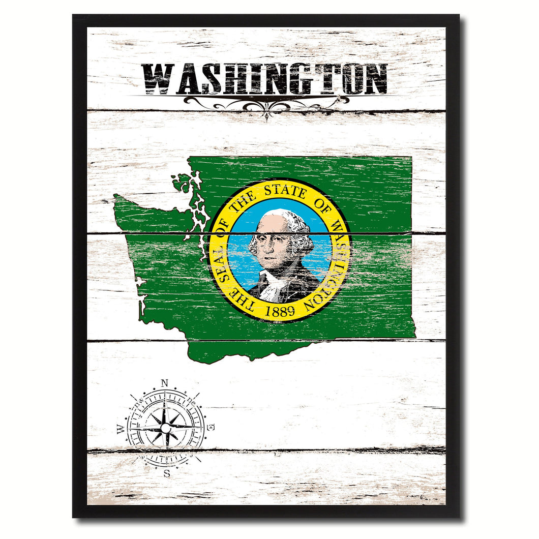 Washington State Flag Gifts Home Decor Wall Art Canvas Print Picture Frames