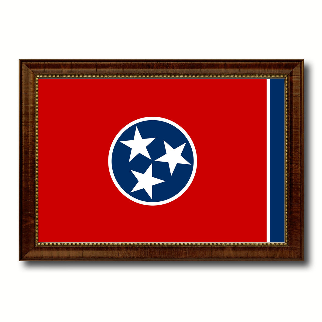 Tennessee State Flag Canvas Print with Custom Brown Picture Frame Home Decor Wall Art Decoration Gifts