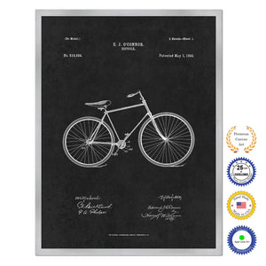 1894 Bicycle Old Patent Art Print on Canvas Custom Framed Vintage Home Decor Wall Decoration Great for Gifts