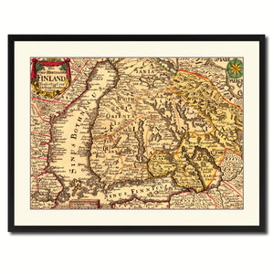 Finland Centuries Vintage Antique Map Wall Art Home Decor Gift Ideas Canvas Print Custom Picture Frame