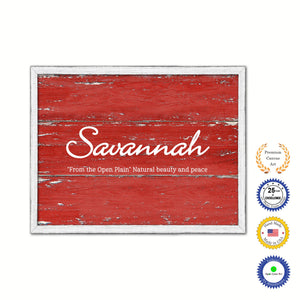 Savannah Name Plate White Wash Wood Frame Canvas Print Boutique Cottage Decor Shabby Chic