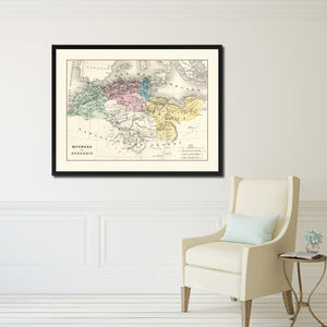North Africa Barbary Coast Vintage Antique Map Wall Art Home Decor Gift Ideas Canvas Print Custom Picture Frame