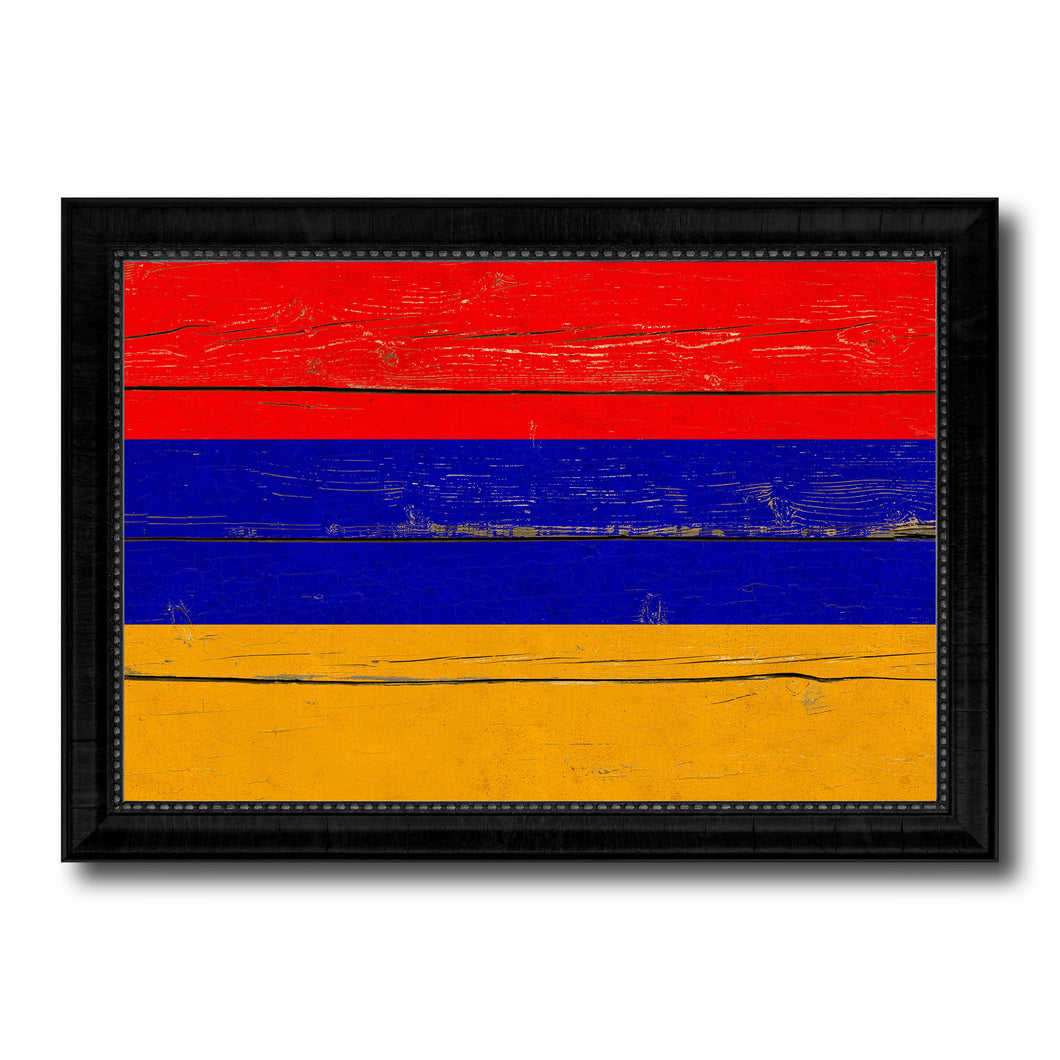 Armenia Country Flag Vintage Canvas Print with Black Picture Frame Home Decor Gifts Wall Art Decoration Artwork
