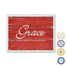 Load image into Gallery viewer, Grace Name Plate White Wash Wood Frame Canvas Print Boutique Cottage Decor Shabby Chic
