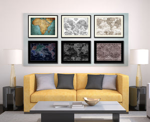 World Ocean Currents Vintage Sepia Map Canvas Print, Picture Frame Gifts Home Decor Wall Art Decoration