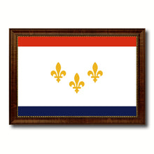 Load image into Gallery viewer, New Orleans  City Louisiana State Flag Canvas Print Brown Picture Frame
