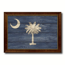 Load image into Gallery viewer, South Carolina State Flag Texture Canvas Print with Brown Picture Frame Gifts Home Decor Wall Art Collectible Decoration
