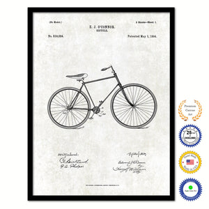1894 Bicycle Old Patent Art Print on Canvas Custom Framed Vintage Home Decor Wall Decoration Great for Gifts