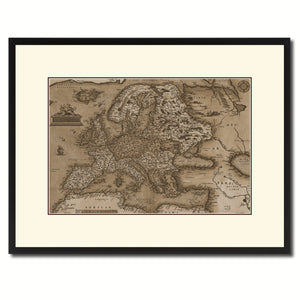 Europe Vintage Sepia Map Canvas Print, Picture Frame Gifts Home Decor Wall Art Decoration