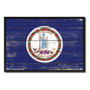 Virginia State Flag Vintage Canvas Print with Black Picture Frame Home DecorWall Art Collectible Decoration Artwork Gifts