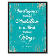 Load image into Gallery viewer, Intelligence without ambition is a bird without wings - Salvador Dali Inspirational Quote Saying Gift Ideas Home Decor Wall Art, Aqua
