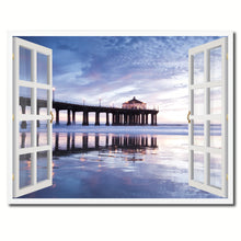 Load image into Gallery viewer, Manhattan Beach California Sunset View Picture French Window Framed Canvas Print Home Decor Wall Art Collection
