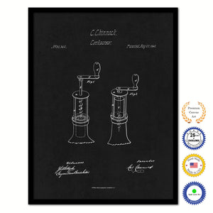 1862 Wine Corkscrew Old Patent Art Print on Canvas Custom Framed Vintage Home Decor Wall Decoration Great for Gifts