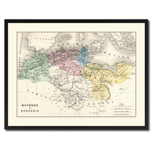 North Africa Barbary Coast Vintage Antique Map Wall Art Home Decor Gift Ideas Canvas Print Custom Picture Frame