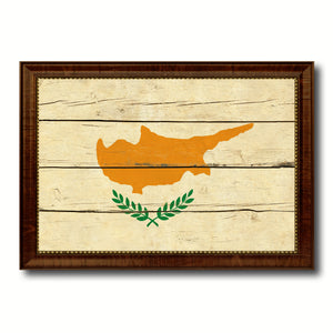 Cyprus Country Flag Vintage Canvas Print with Brown Picture Frame Home Decor Gifts Wall Art Decoration Artwork