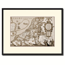 Load image into Gallery viewer, Leo Belgicvs Vintage Sepia Map Canvas Print, Picture Frame Gifts Home Decor Wall Art Decoration
