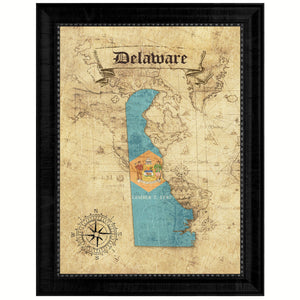 Delaware State Vintage Map Gifts Home Decor Wall Art Office Decoration