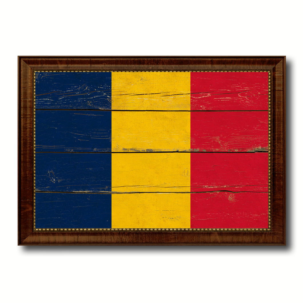Chad Country Flag Vintage Canvas Print with Brown Picture Frame Home Decor Gifts Wall Art Decoration Artwork