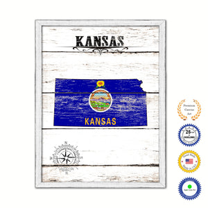 Kansas Flag Gifts Home Decor Wall Art Canvas Print with Custom Picture Frame