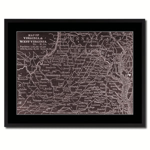 West Virginia Vintage Vivid Sepia Map Canvas Print, Picture Frames Home Decor Wall Art Decoration Gifts