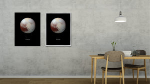 Pluto Print on Canvas Planets of Solar System Silver Picture Framed Art Home Decor Wall Office Decoration