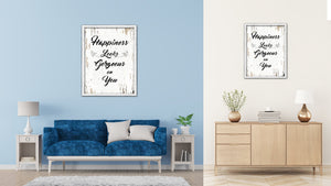 Happiness Looks Gorgeous On You Vintage Saying Gifts Home Decor Wall Art Canvas Print with Custom Picture Frame