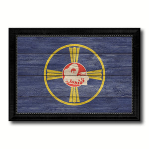 Omaha City Nebraska State Texture Flag Canvas Print Black Picture Frame