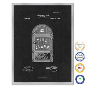 1899 Firefighter Fire Alarm Antique Patent Artwork Silver Framed Canvas Home Office Decor Great for Firefighter Fireman Firewoman