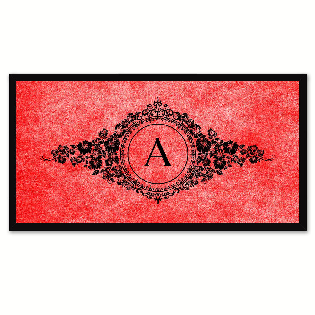 Alphabet Letter A Red Canvas Print, Black Custom Frame