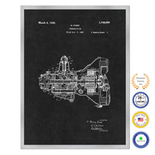 Load image into Gallery viewer, 1930 Henry Ford Engine Transmission Antique Patent Artwork Silver Framed Canvas Home Office Decor Great Gift for Mechanic Car Collector
