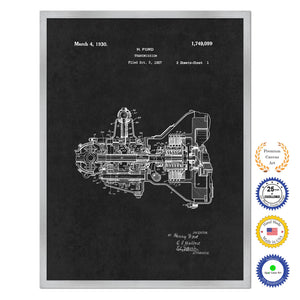 1930 Henry Ford Engine Transmission Antique Patent Artwork Silver Framed Canvas Home Office Decor Great Gift for Mechanic Car Collector