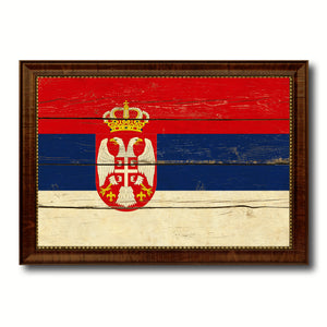 Serbia Country Flag Vintage Canvas Print with Brown Picture Frame Home Decor Gifts Wall Art Decoration Artwork
