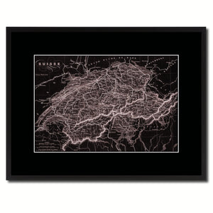 Switzerland Vintage Vivid Sepia Map Canvas Print, Picture Frames Home Decor Wall Art Decoration Gifts