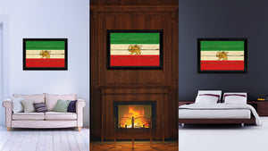 Iran Old Country Flag Vintage Canvas Print with Black Picture Frame Home Decor Gifts Wall Art Decoration Artwork