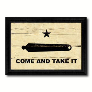 Revolution Come and Take It Military Flag Vintage Canvas Print with Black Picture Frame Home Decor Wall Art Decoration Gift Ideas
