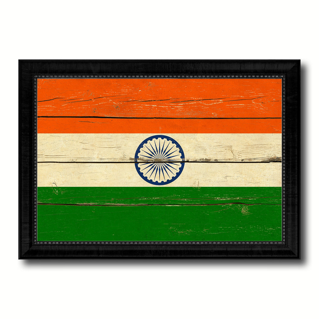India Country Flag Vintage Canvas Print with Black Picture Frame Home Decor Gifts Wall Art Decoration Artwork