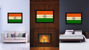 India Country Flag Vintage Canvas Print with Black Picture Frame Home Decor Gifts Wall Art Decoration Artwork