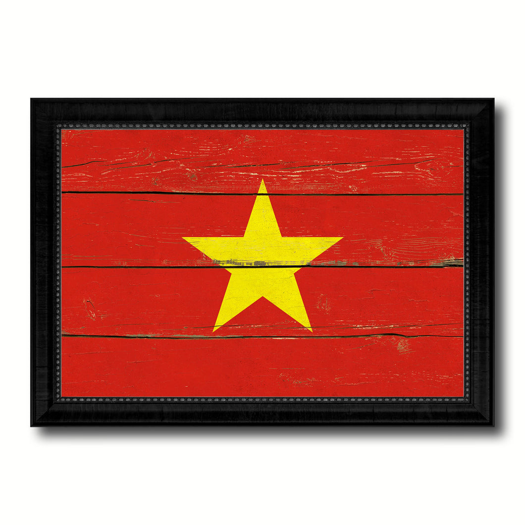 Vietnam Country Flag Vintage Canvas Print with Black Picture Frame Home Decor Gifts Wall Art Decoration Artwork