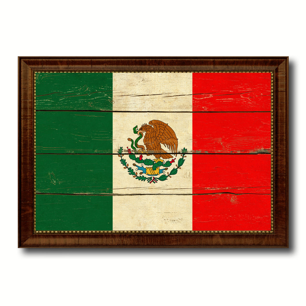 Mexico Country Flag Vintage Canvas Print with Brown Picture Frame Home Decor Gifts Wall Art Decoration Artwork