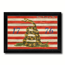 Load image into Gallery viewer, First Navy Jack Don&#39;t Tread On Me 1776 Tea Party Military Flag Texture Canvas Print with Black Picture Frame Gift Ideas Home Decor Wall Art
